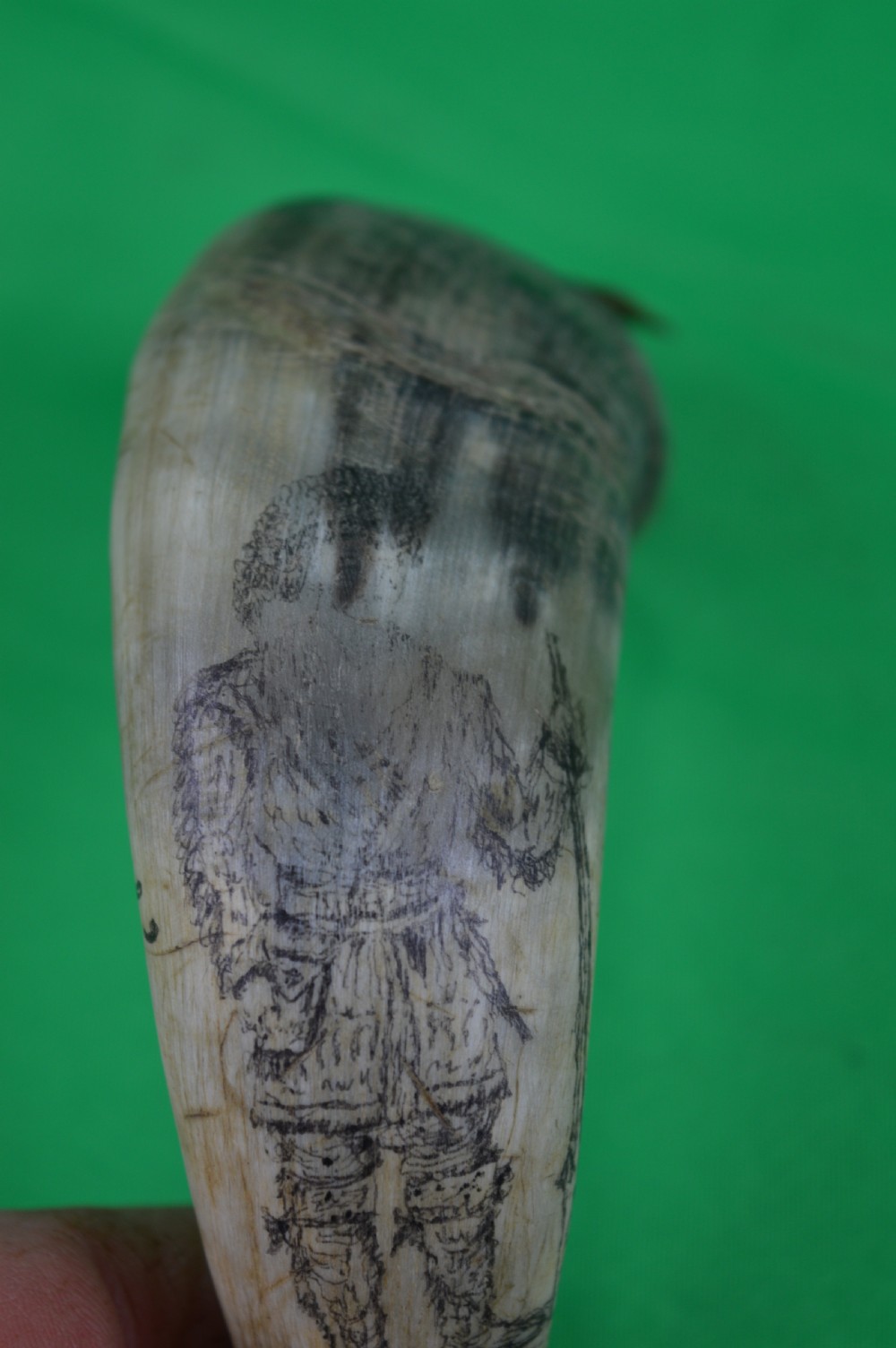 Horn Scrimshaw Native American Cherokee Interest, c1810 View II