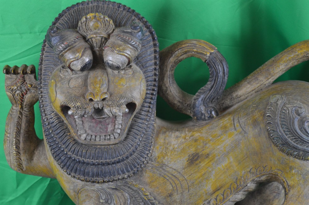 Large (25kg) Carved Tibetan Temple Lion,c1890 View II