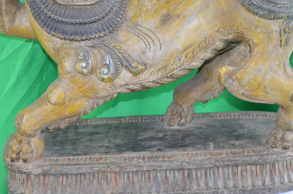 Large (25kg) Carved Tibetan Temple Lion,c1890 View III