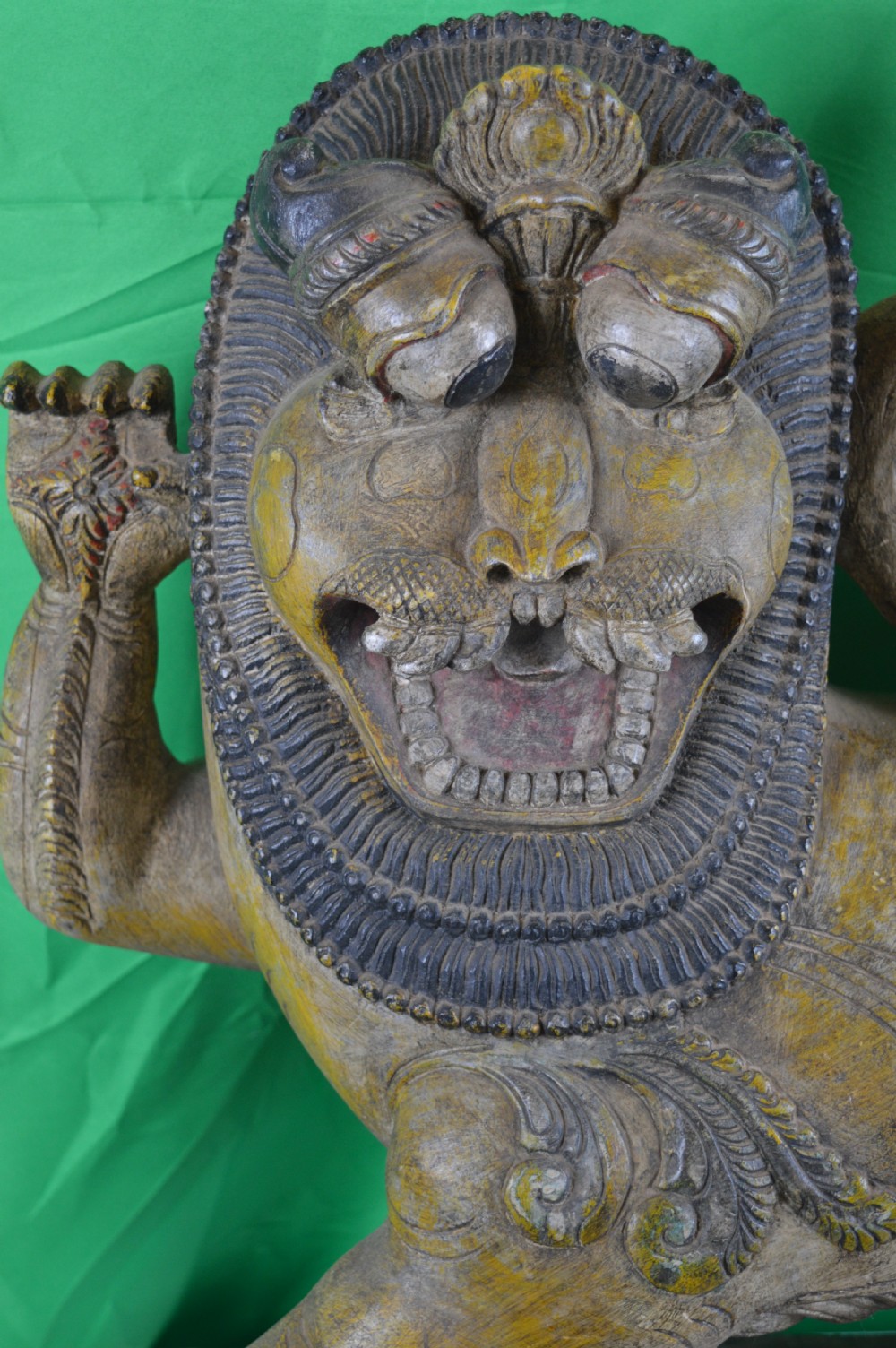 Large (25kg) Carved Tibetan Temple Lion,c1890 View IV