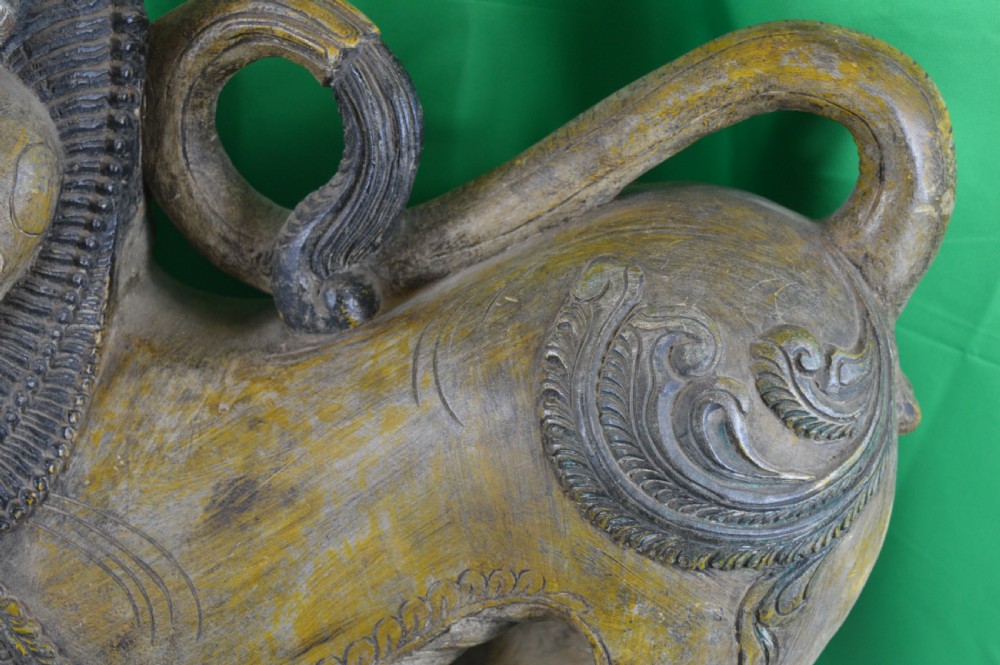 Large (25kg) Carved Tibetan Temple Lion,c1890 View V
