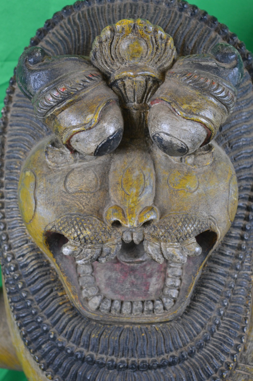 Large (25kg) Carved Tibetan Temple Lion,c1890 View VI