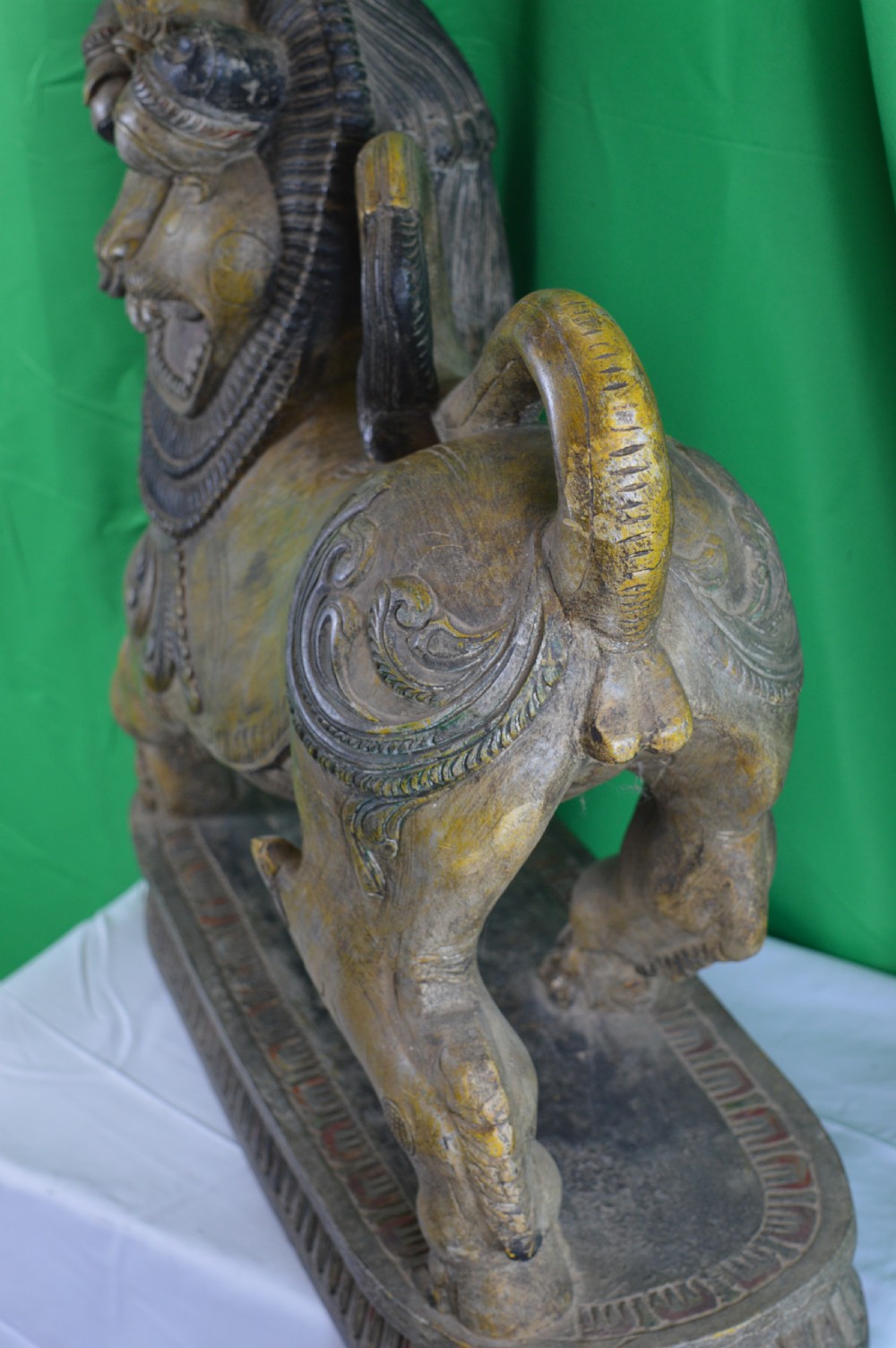 Large (25kg) Carved Tibetan Temple Lion,c1890 View XI