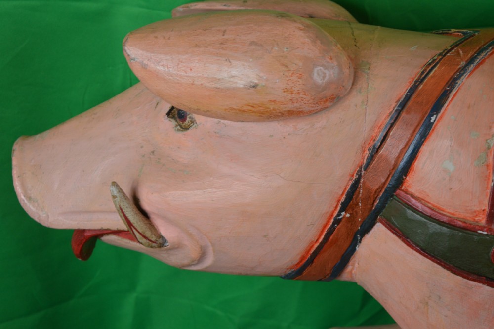 Large Carved Fairground Rocking Pig, c1920 View II