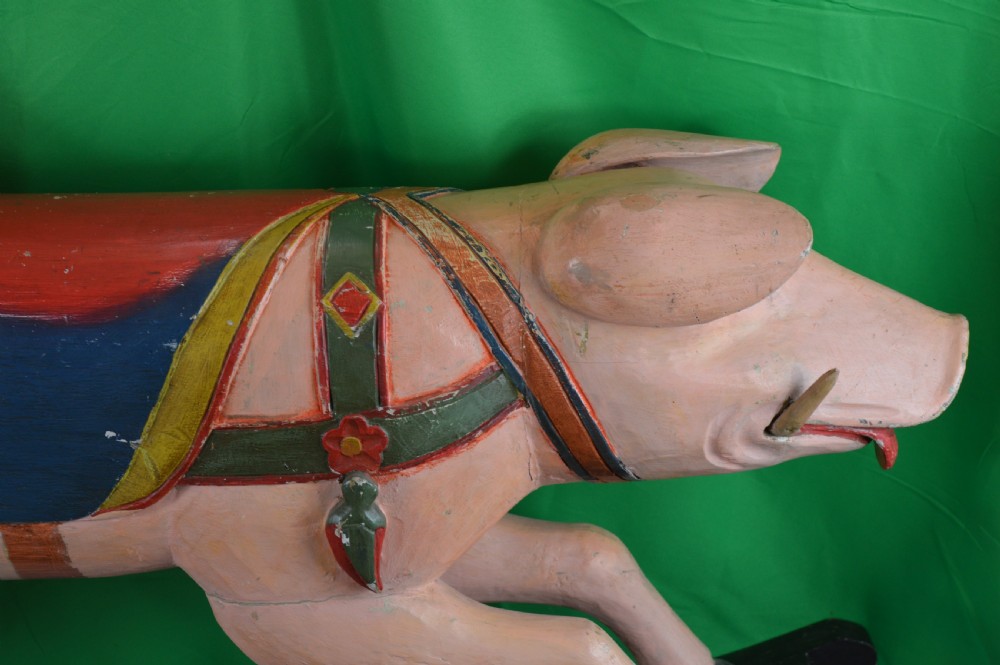 Large Carved Fairground Rocking Pig, c1920 View XIII
