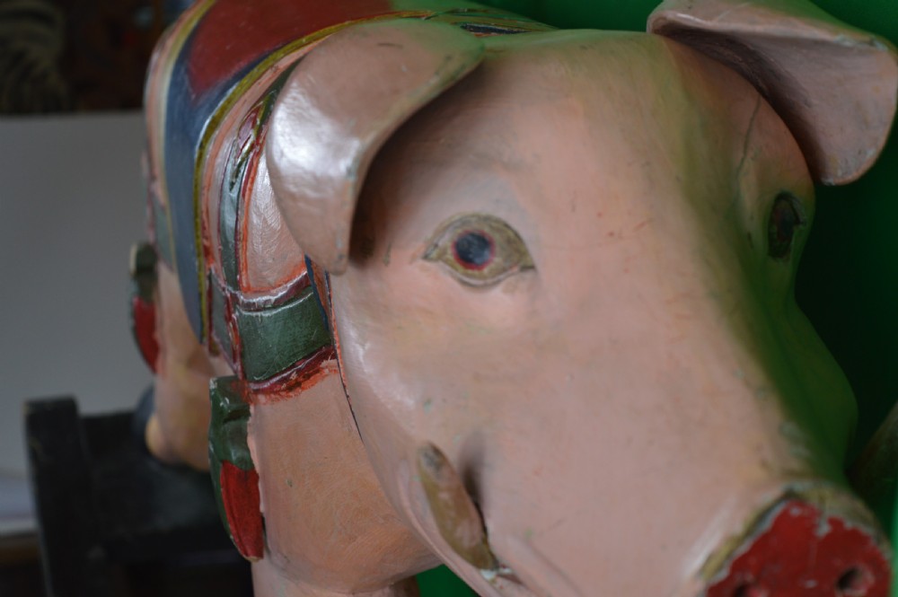 Large Carved Fairground Rocking Pig, c1920 View XV