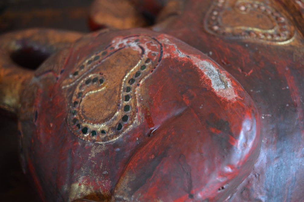 Pair Large Carved Chinese Temple Lions, c1890 View IX