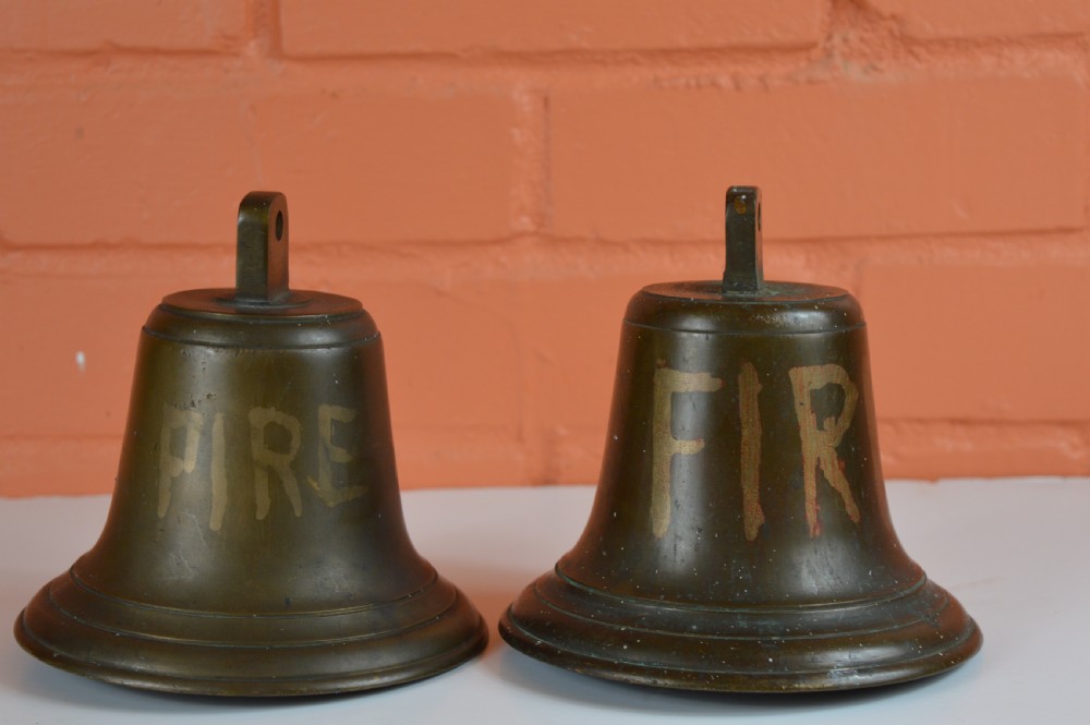 Pair Bronze Fire Engine Bells, c1900