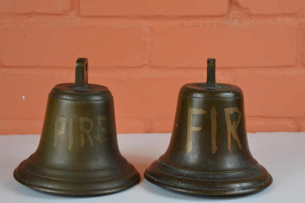 Pair Bronze Fire Engine Bells, c1900 View II