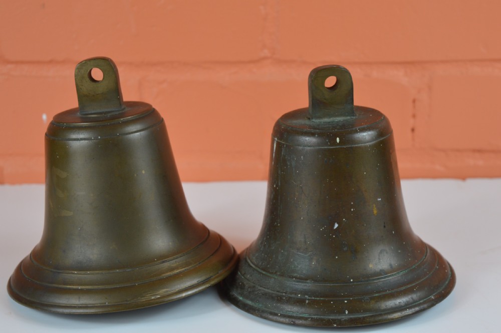Pair Bronze Fire Engine Bells, c1900 View IX