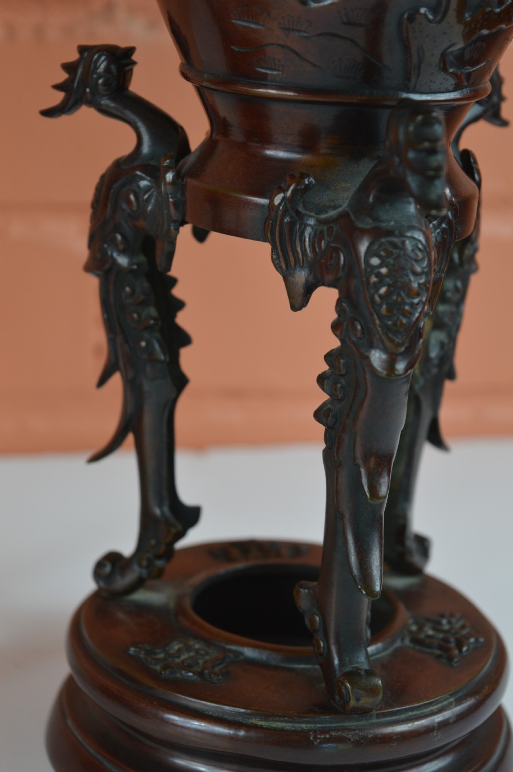 Pair Large Chinese Bronze Incense Burners, c1890 View V