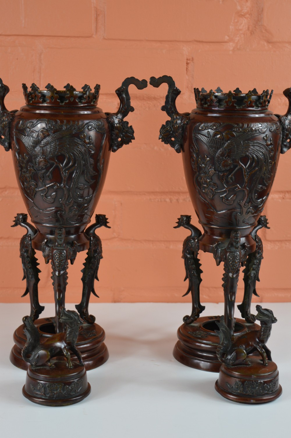 Pair Large Chinese Bronze Incense Burners, c1890 View VIII