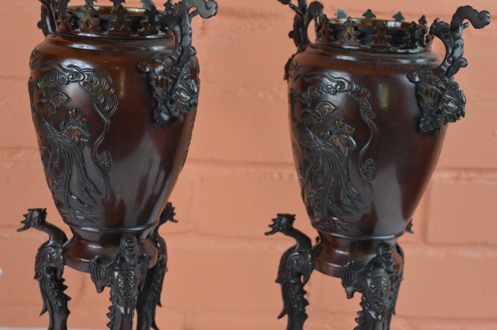 Pair Large Chinese Bronze Incense Burners, c1890 View IX