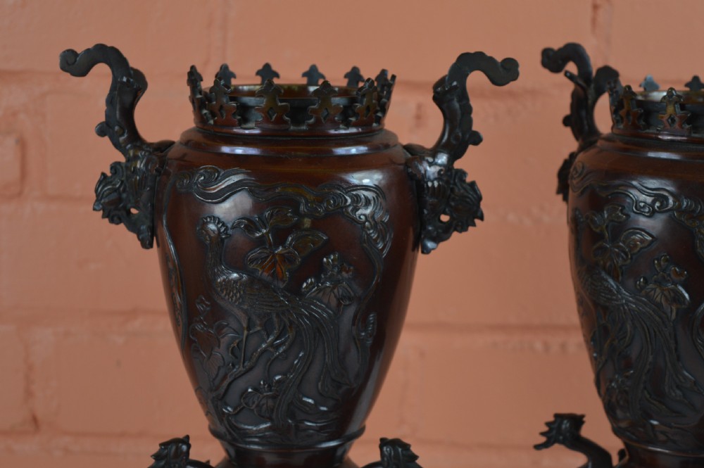 Pair Large Chinese Bronze Incense Burners, c1890 View XI