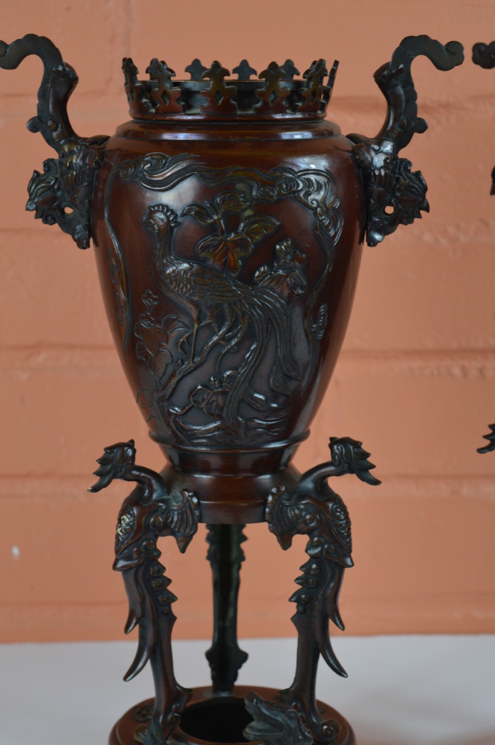 Pair Large Chinese Bronze Incense Burners, c1890 View XII