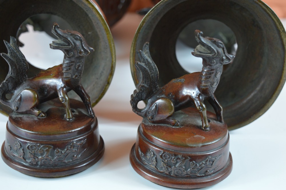 Pair Large Chinese Bronze Incense Burners, c1890 View XV