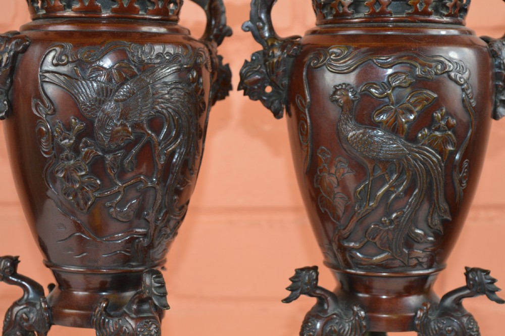 Pair Large Chinese Bronze Incense Burners, c1890 View XVI