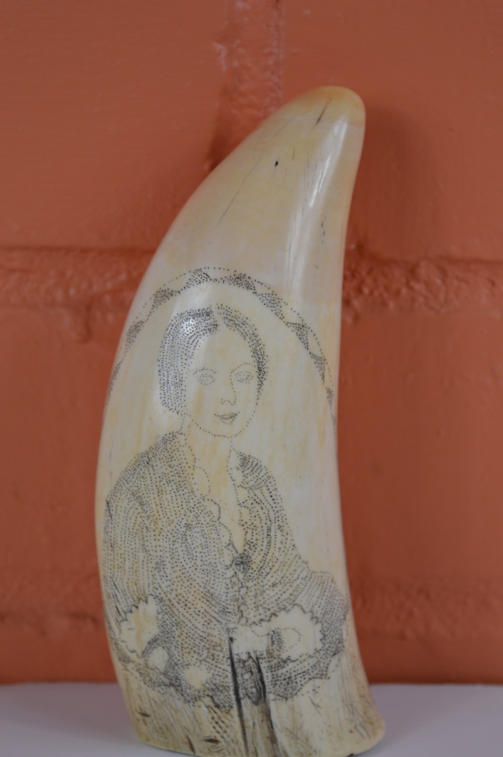 Large Whale Tooth Scrimshaw,c1880