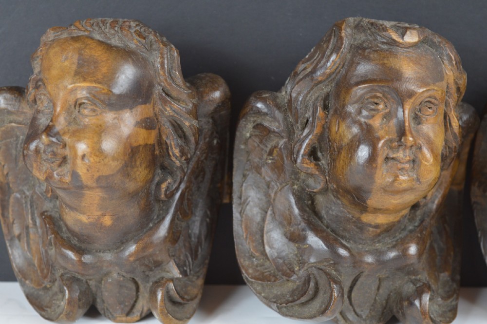 3 18th century Carved Wood Putti, c1780 View II