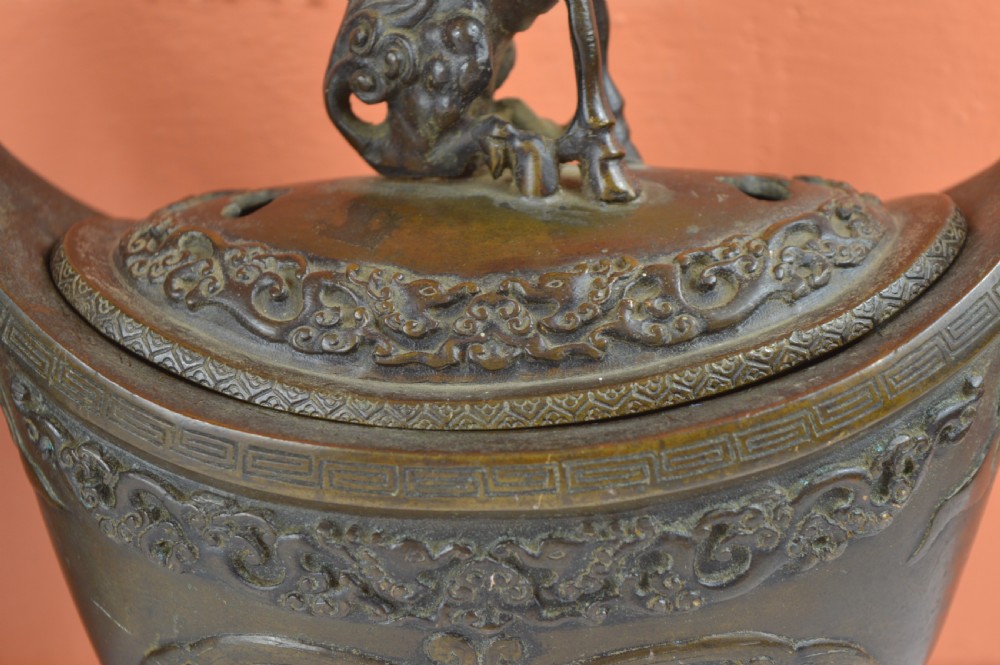 Pair Large (6kg) Chinese Bronze Censers, c1880 View IV