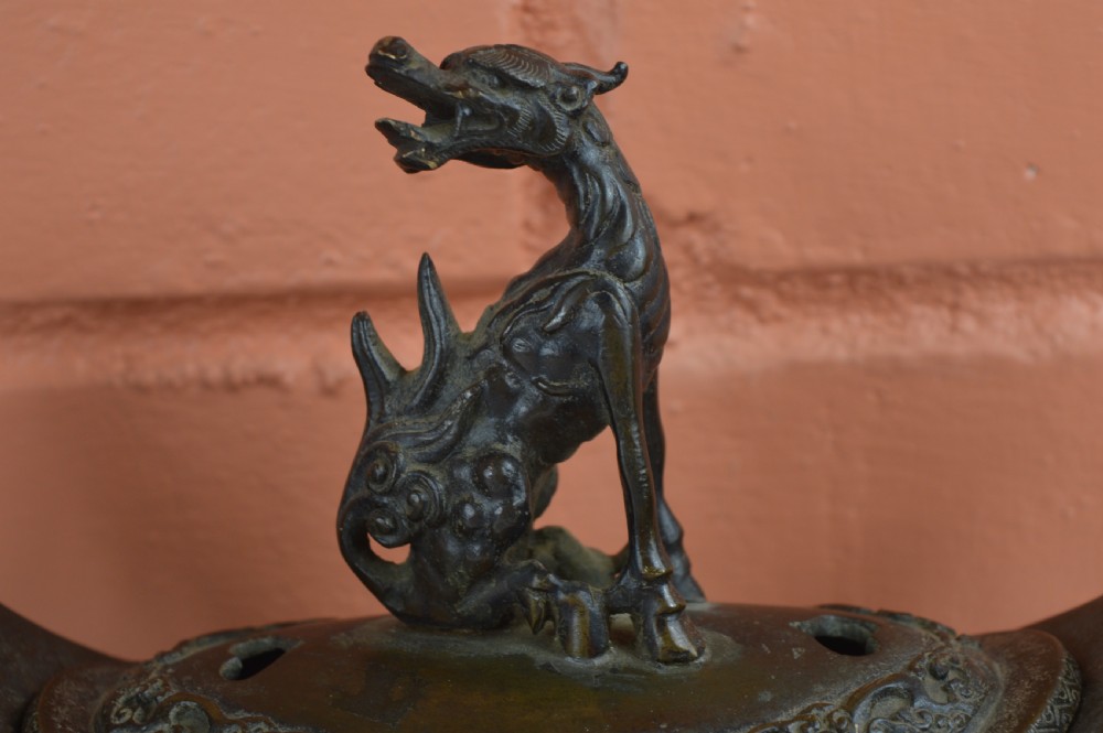 Pair Large (6kg) Chinese Bronze Censers, c1880 View V