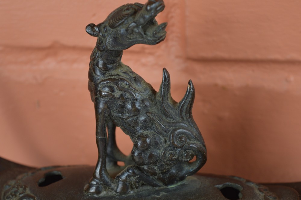 Pair Large (6kg) Chinese Bronze Censers, c1880 View VI