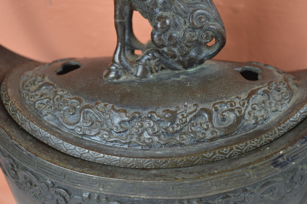 Pair Large (6kg) Chinese Bronze Censers, c1880 View VII