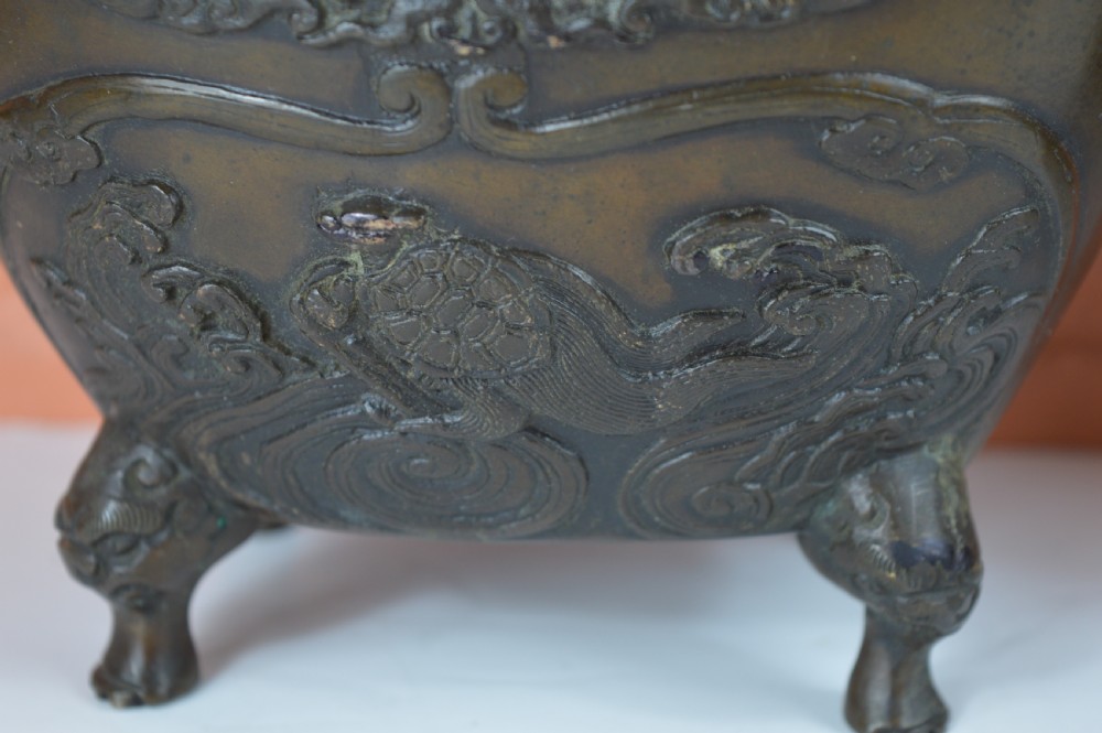 Pair Large (6kg) Chinese Bronze Censers, c1880 View VIII