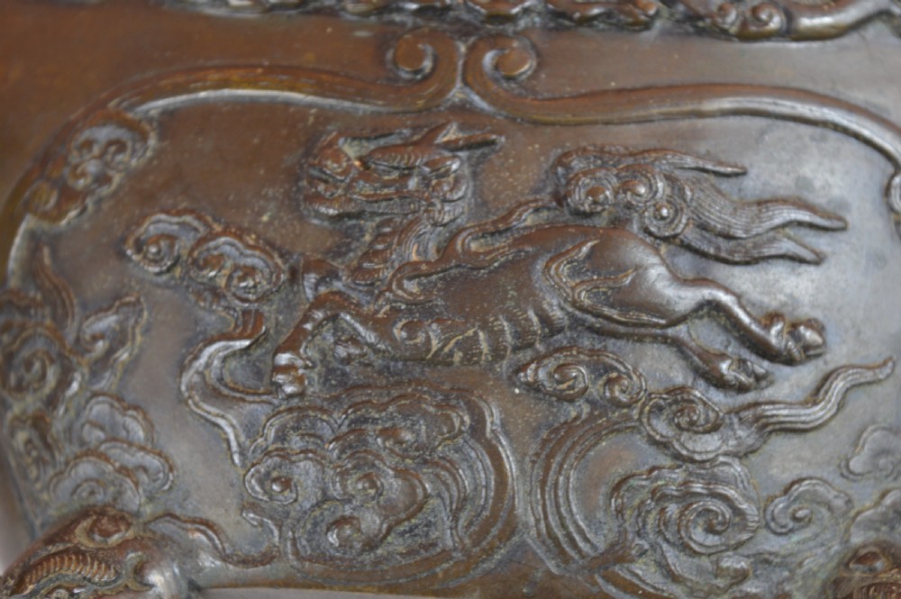 Pair Large (6kg) Chinese Bronze Censers, c1880 View XVI