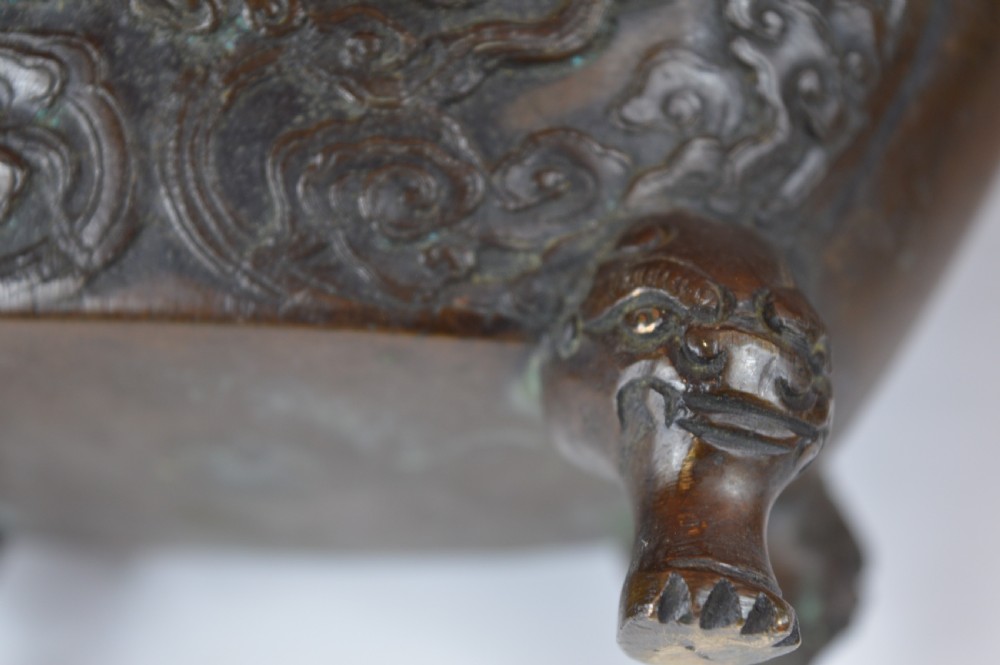 Pair Large (6kg) Chinese Bronze Censers, c1880 View XVIII