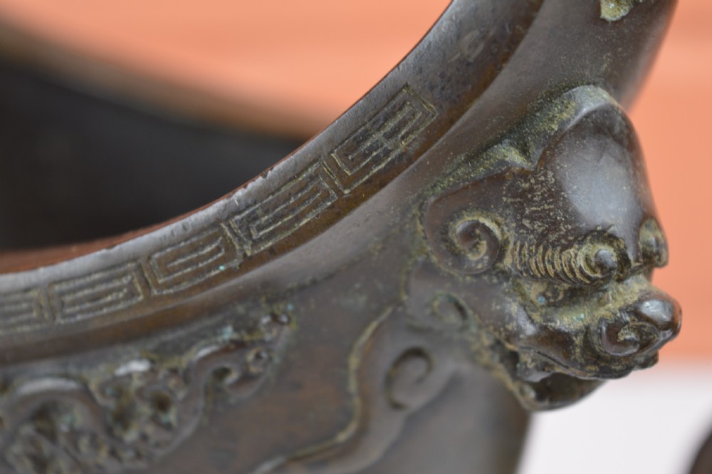 Pair Large (6kg) Chinese Bronze Censers, c1880 View XIX