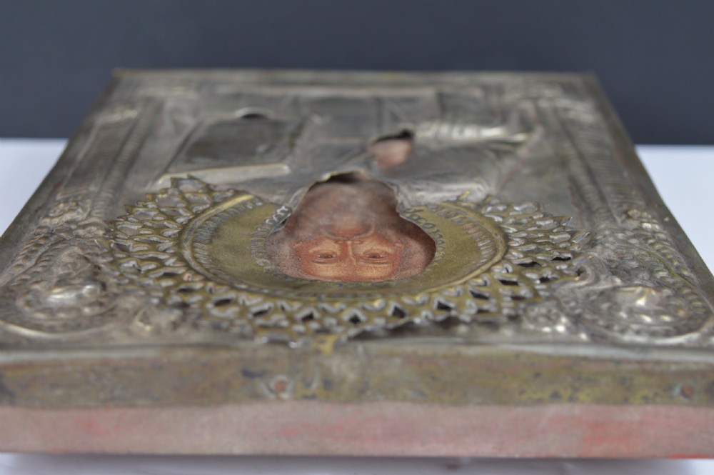 Large Russian Painted Icon In Metal Oklad,c1890  View IX
