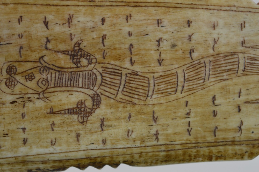 Maori / Oceanic Rib Bone Scrimshaw, c 1880 View V