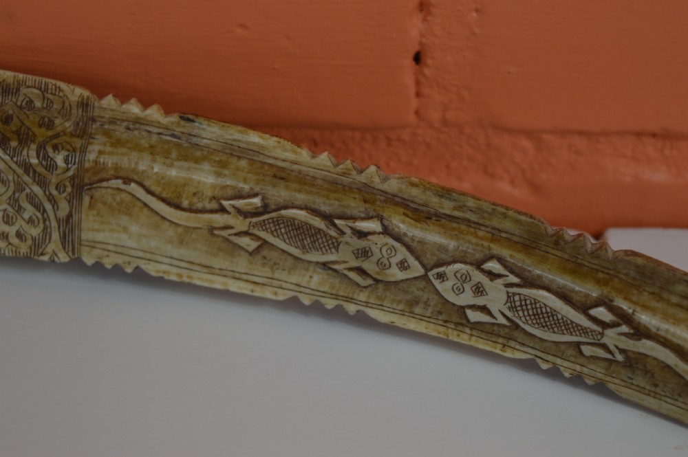 Maori / Oceanic Rib Bone Scrimshaw, c 1880 View VIII