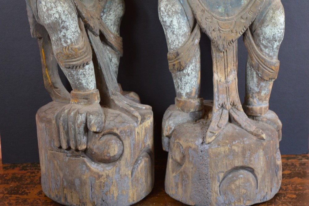 Pair Large Balinese Carved Temple Guardian Statues,c1890 View V