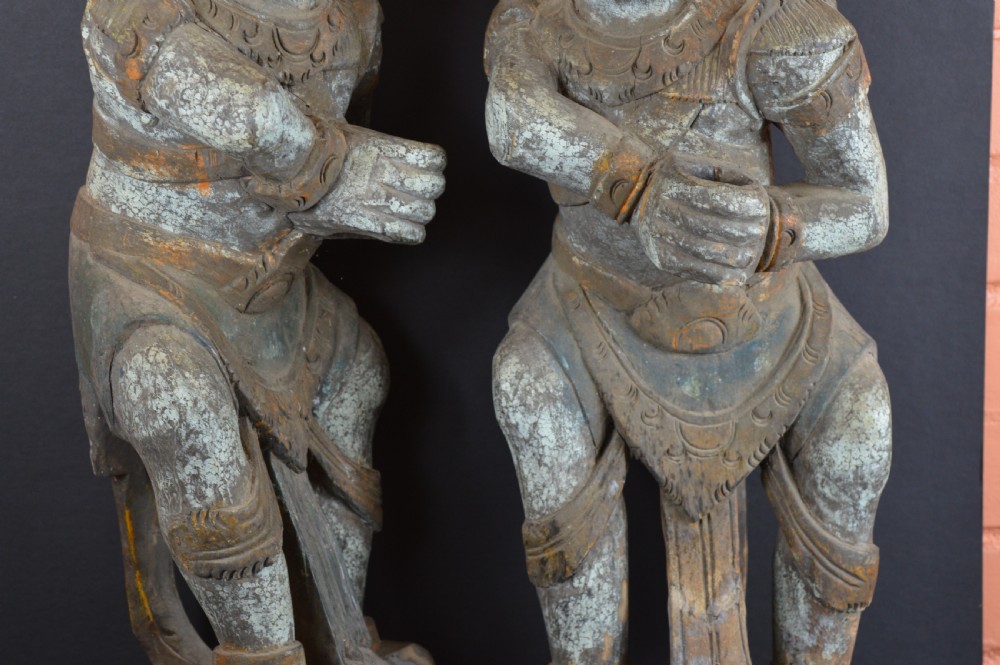 Pair Large Balinese Carved Temple Guardian Statues,c1890 View VI