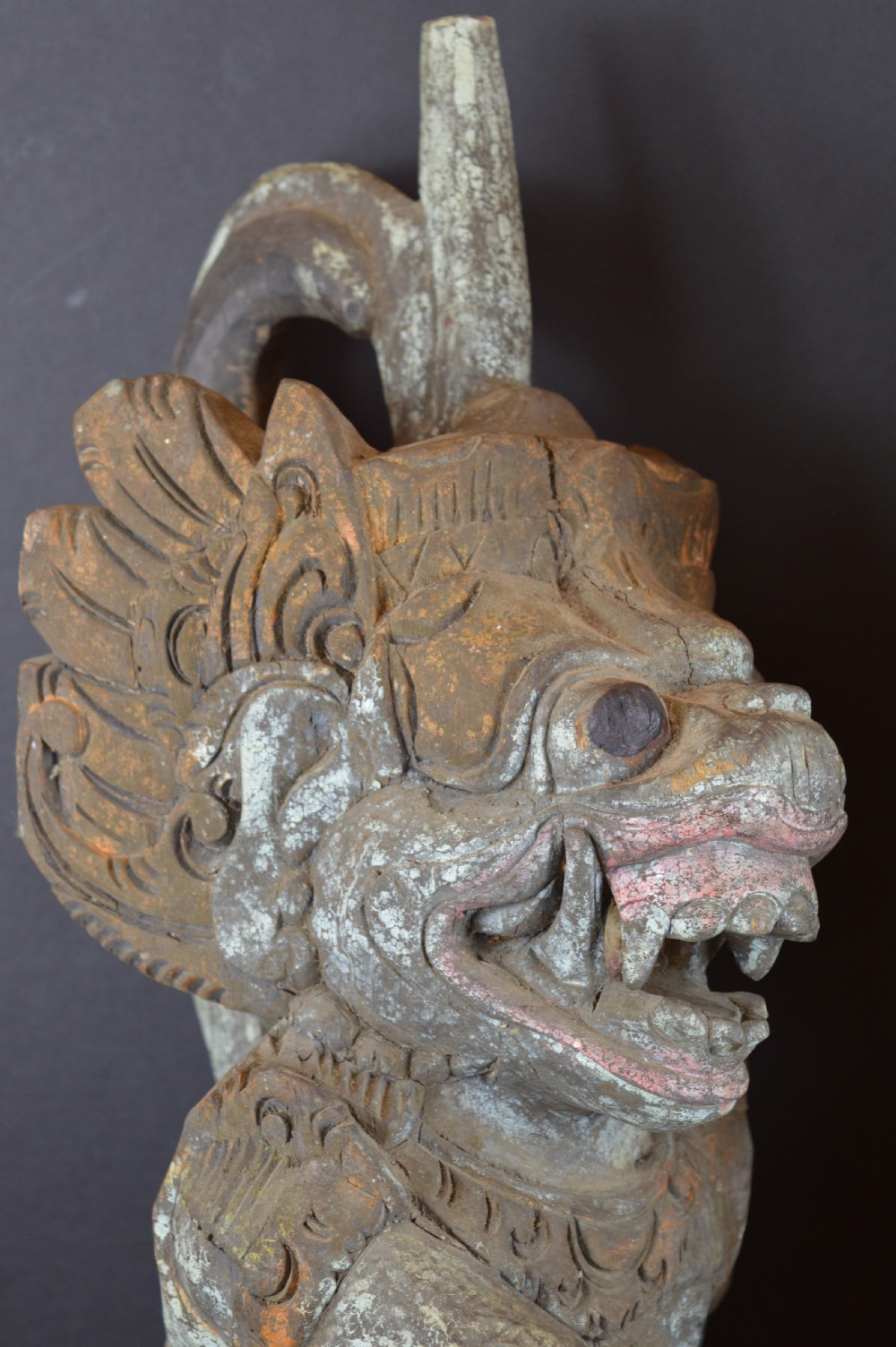 Pair Large Balinese Carved Temple Guardian Statues,c1890 View XI