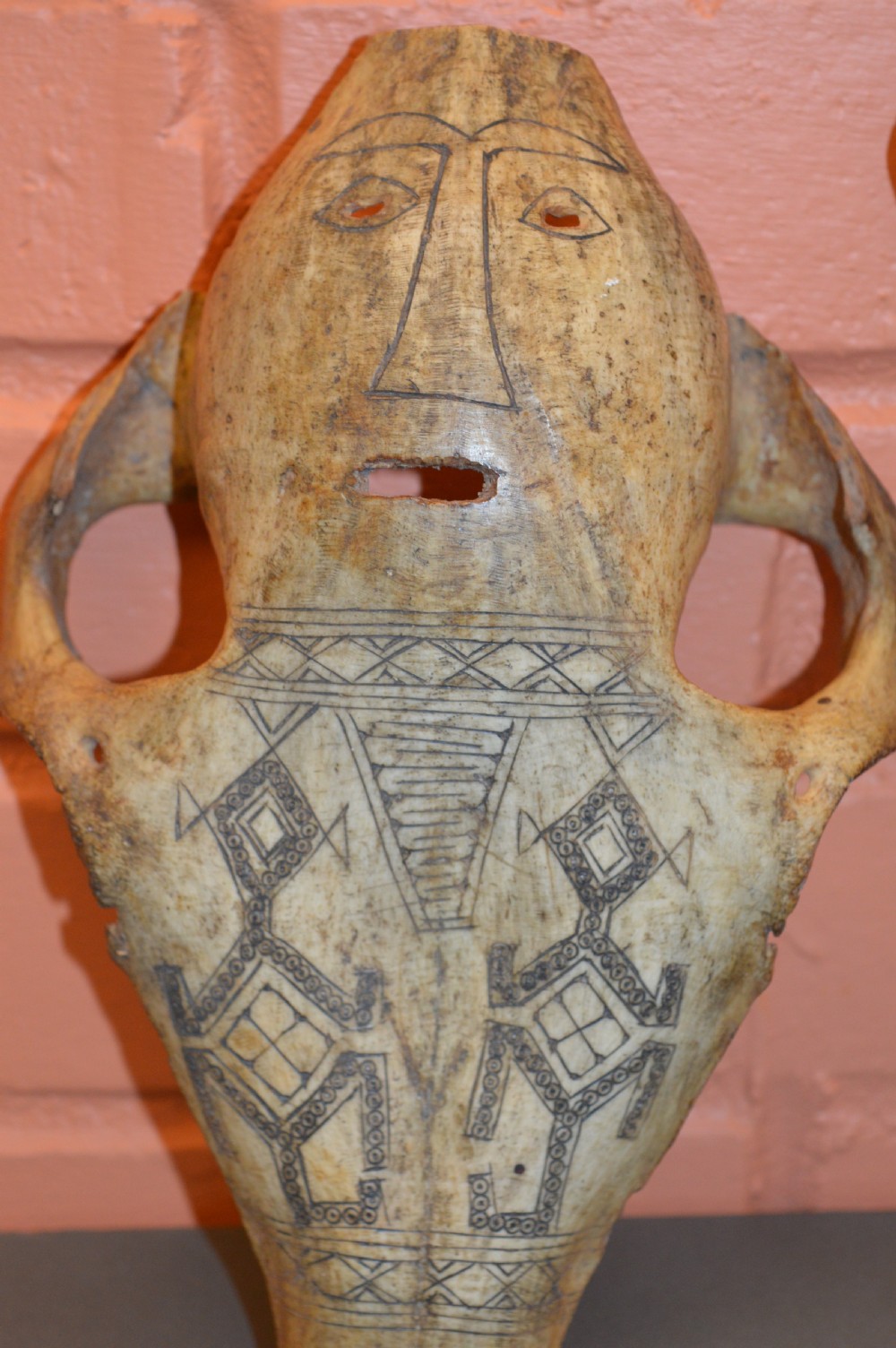 2 Large Tribal Scrimshaw  Bone Carvings, c1890 View II