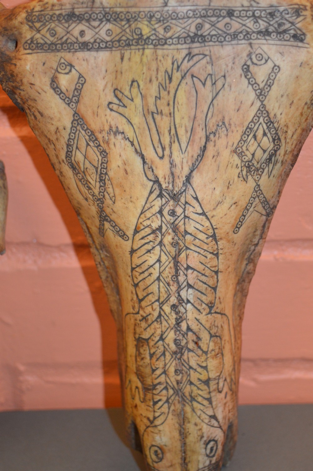 2 Large Tribal Scrimshaw  Bone Carvings, c1890 View VIII