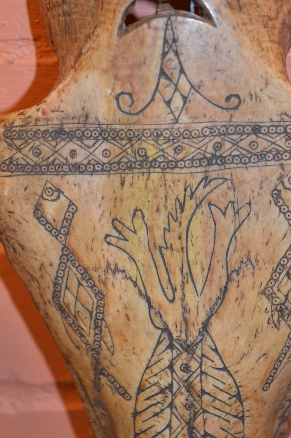 2 Large Tribal Scrimshaw  Bone Carvings, c1890 View XI