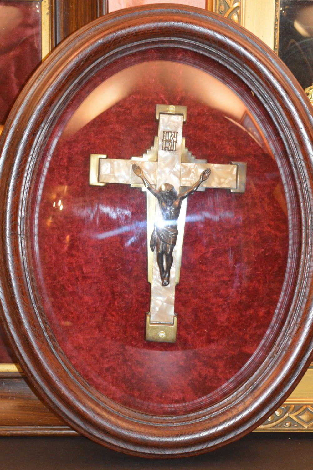 3 Large Framed French Crucifixes, c1890 View II