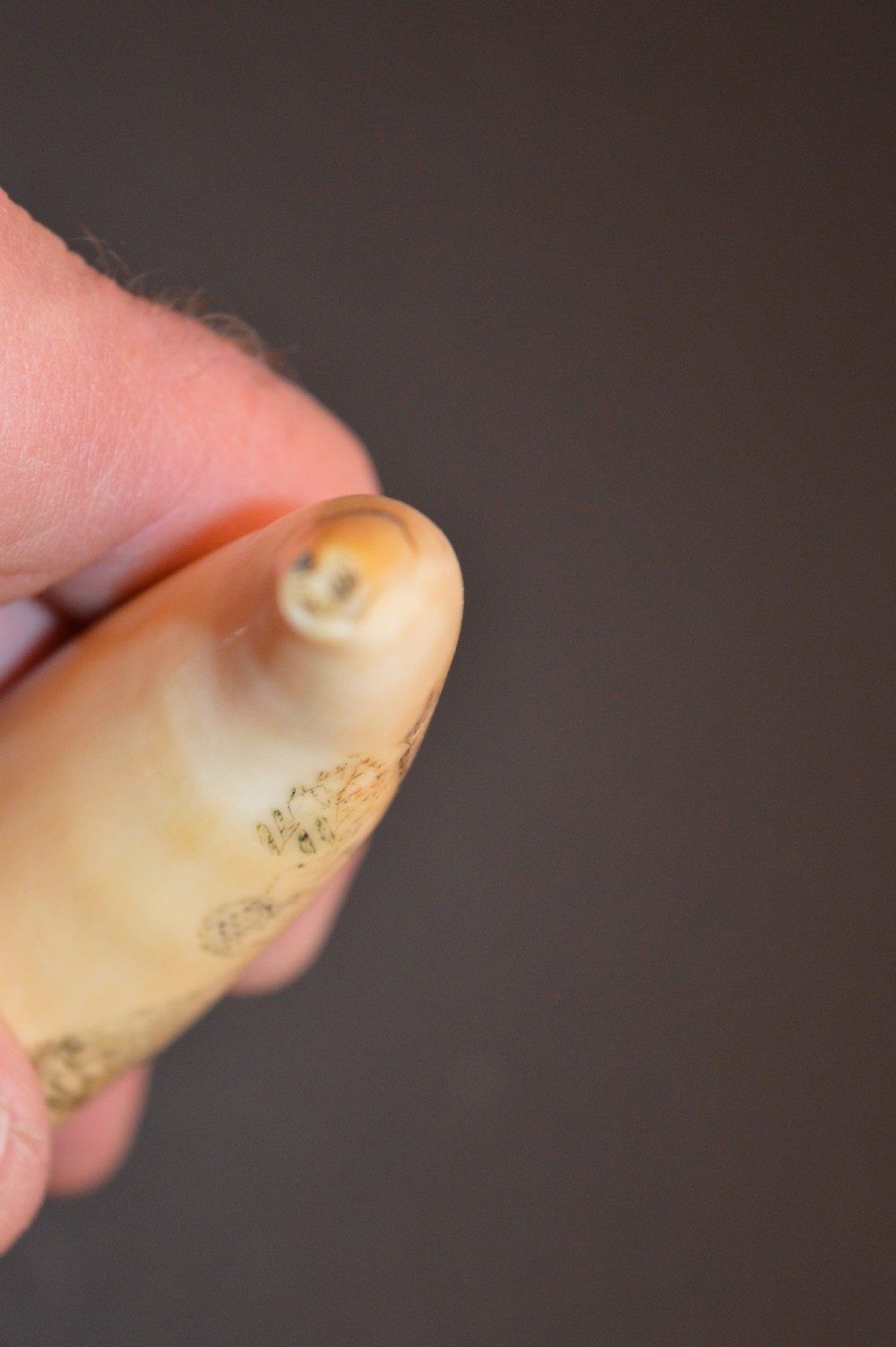 Pair Scrimshaw Whale Teeth, Bonham's Provenance, c1880 View V