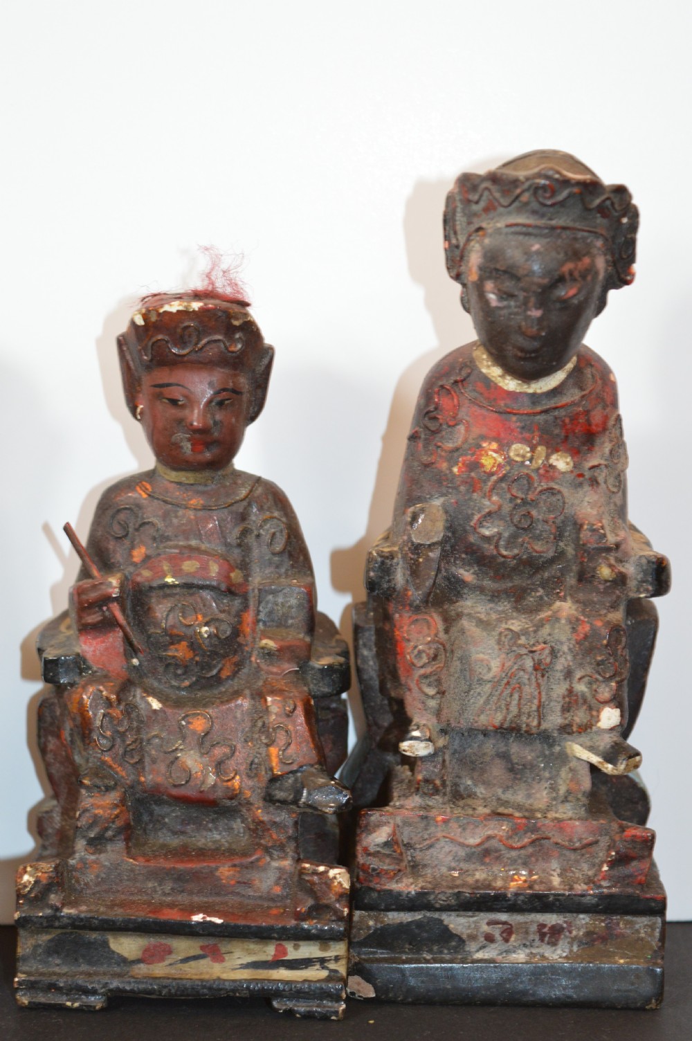 4 Chinese Carved Polychrome / Gilt Statues, c1880 View III