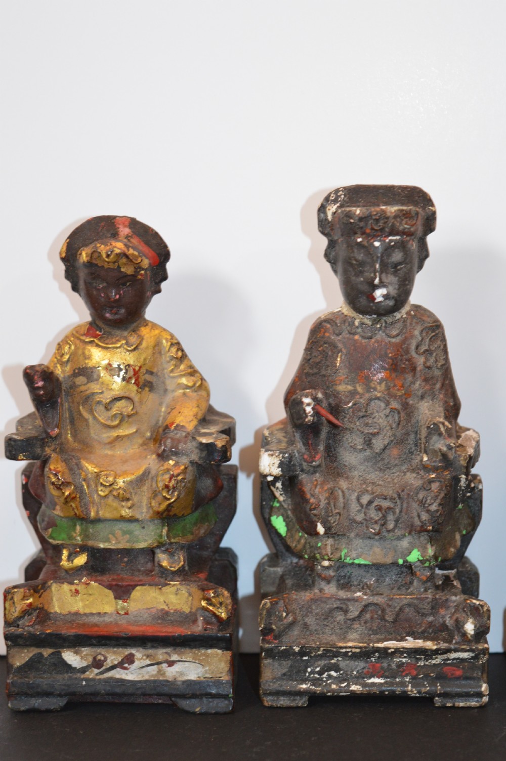 4 Chinese Carved Polychrome / Gilt Statues, c1880 View IV