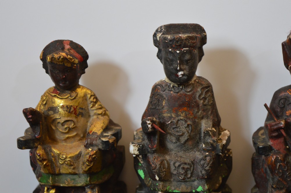 4 Chinese Carved Polychrome / Gilt Statues, c1880 View VI