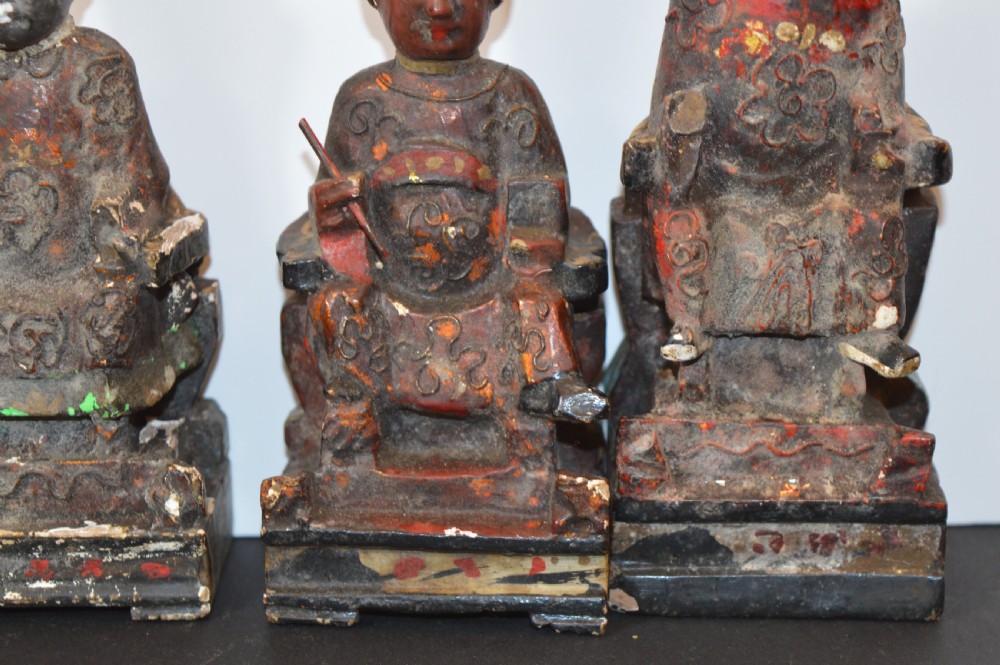 4 Chinese Carved Polychrome / Gilt Statues, c1880 View VII