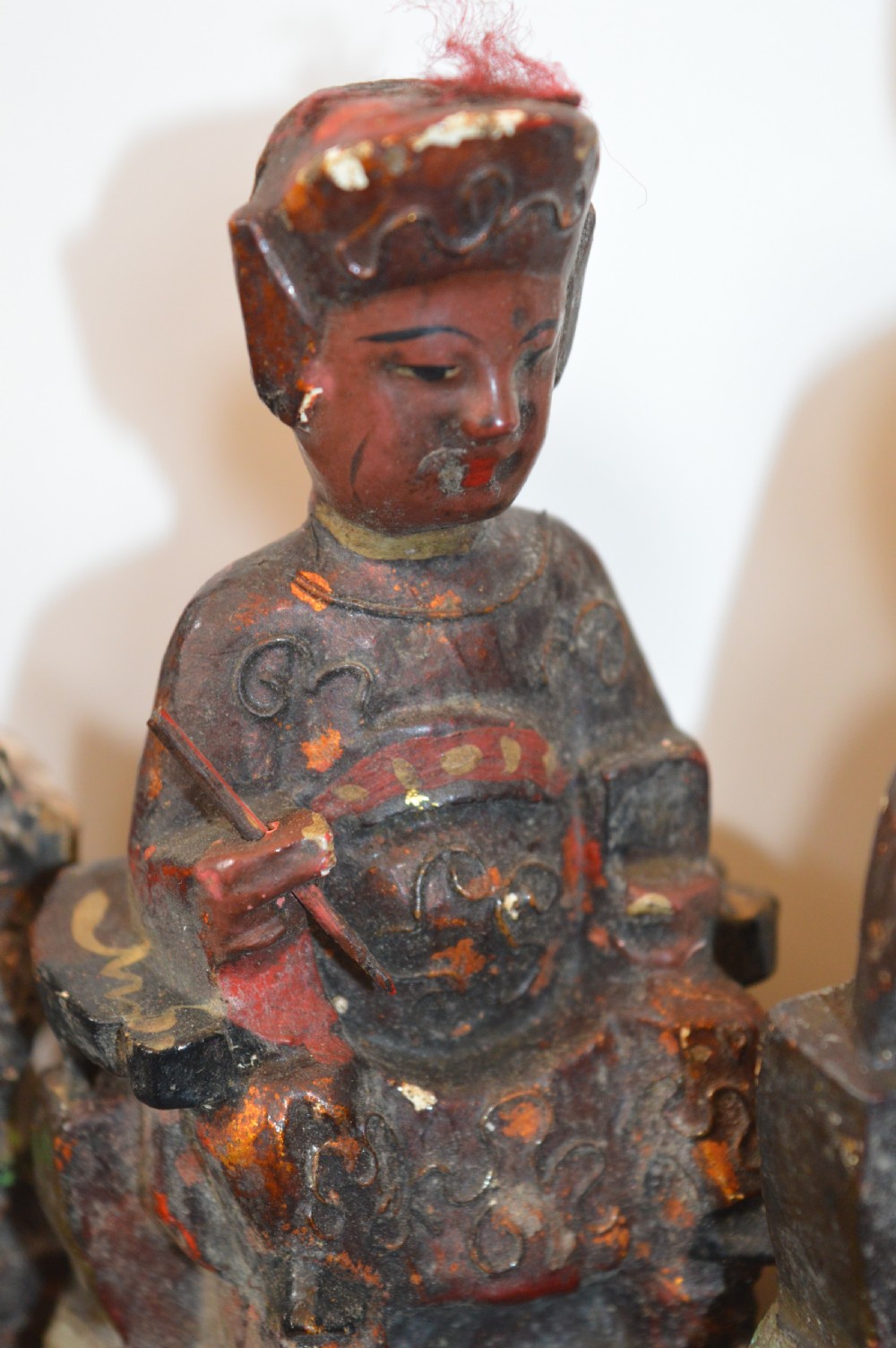 4 Chinese Carved Polychrome / Gilt Statues, c1880 View XIV