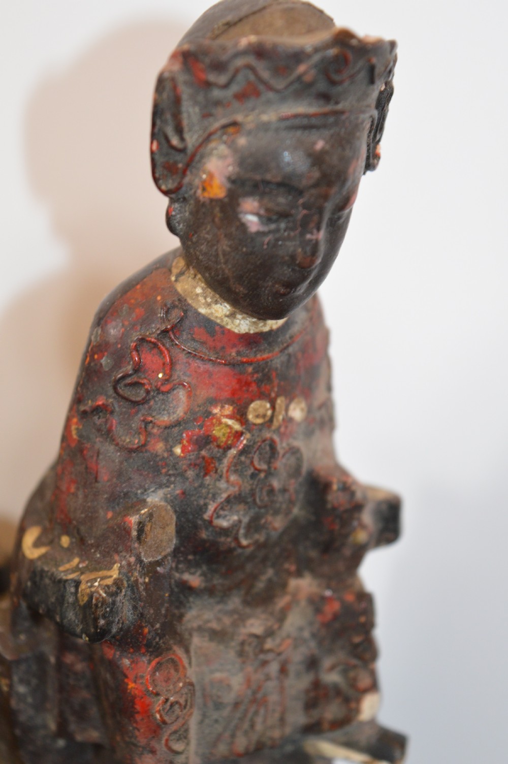 4 Chinese Carved Polychrome / Gilt Statues, c1880 View XV