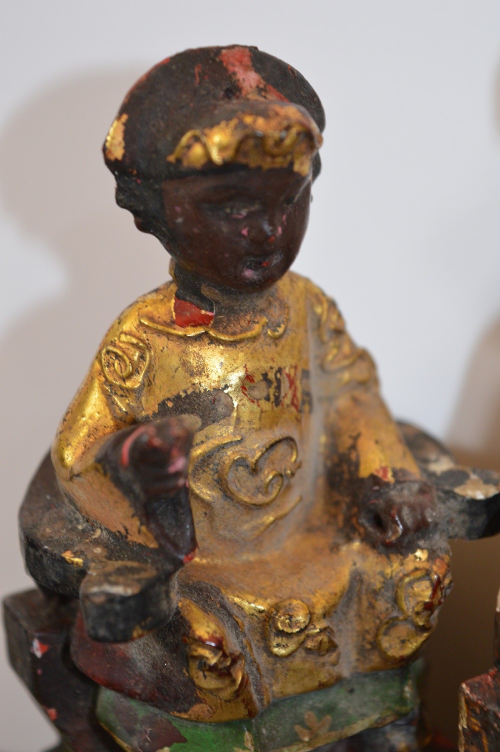 4 Chinese Carved Polychrome / Gilt Statues, c1880 View XVI