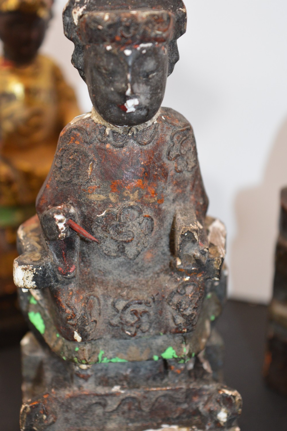 4 Chinese Carved Polychrome / Gilt Statues, c1880 View XVII